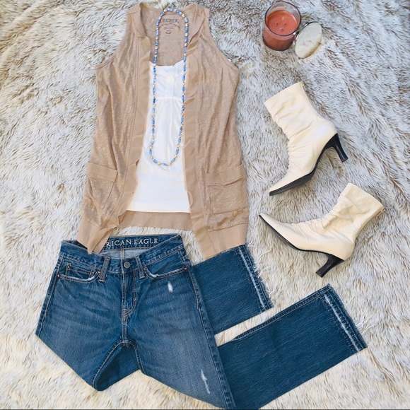 NWT Decree Tan Sleeveless Knit Cardigan - Picture 2 of 4